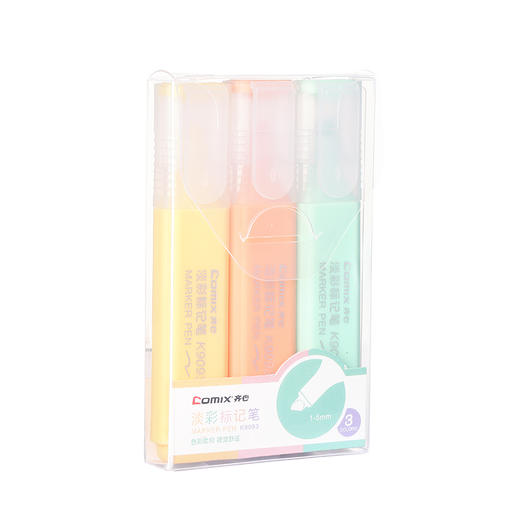 齐心 K9093 淡彩标记笔 1-5mm线幅 黄粉绿3色装 商品图0