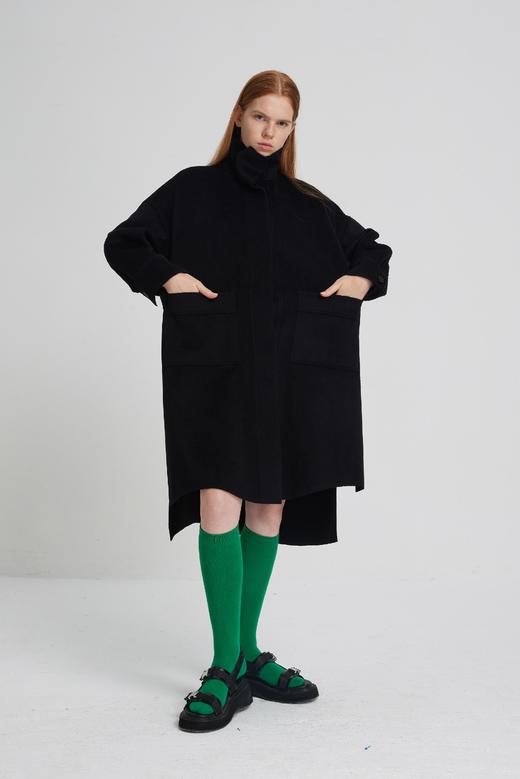 双面尼侧开叉廓形大衣 商品图0