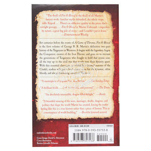 预售 【中商原版】冰与火之歌前传 火与血 英文原版 Fire and Blood Song of Ice and Fire George R R Martin 商品图1