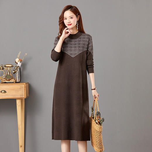 气质针织连衣裙冬季打底毛衣裙中长款内搭裙子CC-E-5260 商品图2