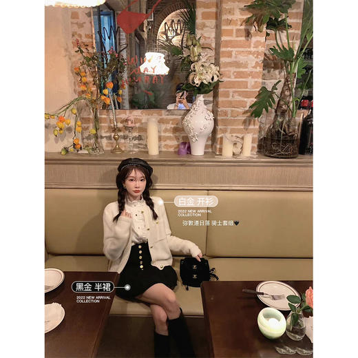 金蘑菇菇 【雅灰半裙】弥敦道日落 羊毛香香组/ 贵气千金复古精致少女三件套 商品图1