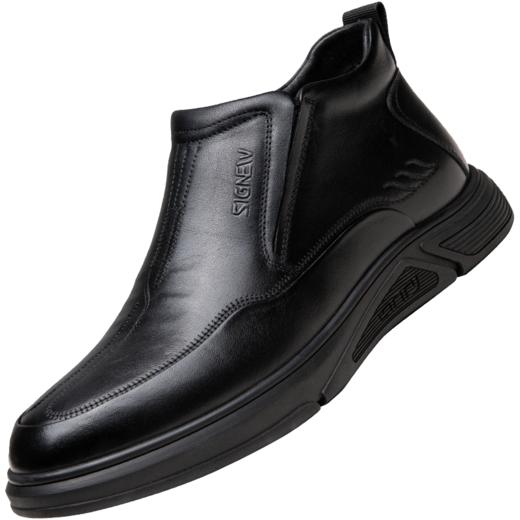 信诺特大码冬季男鞋棉鞋加绒保暖真皮一脚蹬高帮休闲软底爸爸皮鞋N2M306302 商品图3