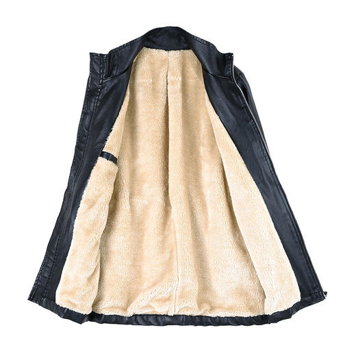 皮衣女外套秋冬季新款，加绒中长款中老年大码宽松加绒皮夹TR-DLP9016 商品图4