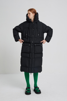 可拆分超长连帽羽绒服