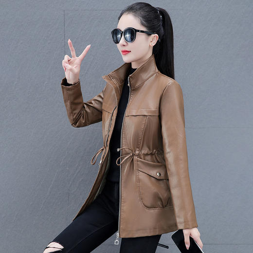 皮衣女外套秋冬季新款，加绒中长款中老年大码宽松加绒皮夹TR-DLP9016 商品图5