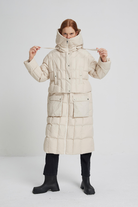 可拆分超长连帽羽绒服