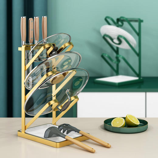 「数款可选！加厚碳钢款」厨房锅盖架沥水置物架 多功能锅铲架壁挂多层台面收纳粘板架厨房用品 商品图1