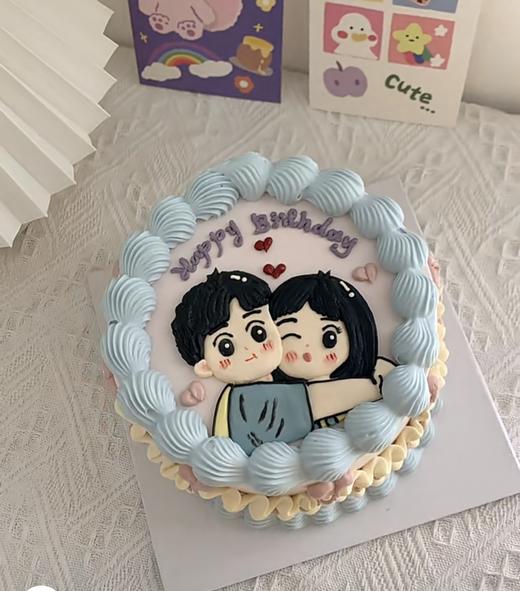抱抱贴贴情侣手绘蛋糕-低糖处理无添加 商品图2