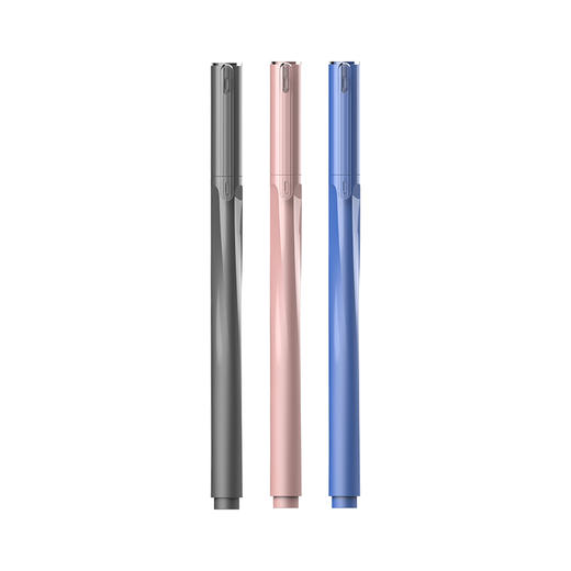 齐心 GP381 拔盖高密度中性笔 笔杆灰金蓝 速干 子弹头0.5mm 匹配笔芯R917 商品图0