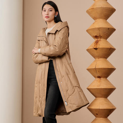 EITIE爱特爱冬季新款白鸭绒连帽女中长款羽绒服6893531 商品图1