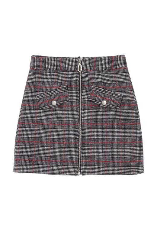 SUMMER & SAGE 拉链饰格纹A字裙 4832 商品图4