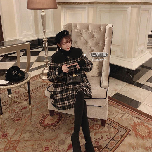 微瑕疵  日常穿着无影响  可退换邮费需自理  金蘑菇菇【斯嘉丽】 本命复古甜！格子外套 商品图1