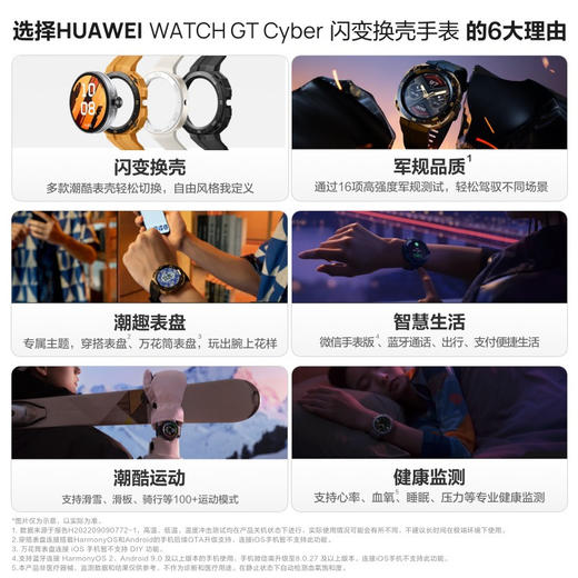 华为WATCH GT Cyber 智能手表 运动手表 闪变换壳 智能机芯 军规品质 潮趣表盘 微信手表版 商品图8