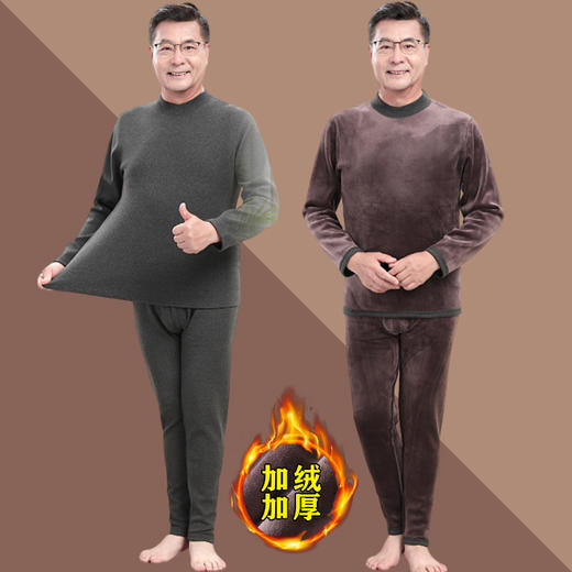 CXFR-1108中老年保暖套装男爸爸冬季加绒加厚小棉衣老年人爷爷打底内穿毛衣 商品图0