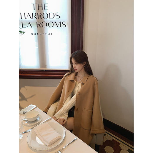 金蘑菇菇 布鲁斯日记 / 小个子本命长度 中长款英伦风羊绒大衣 商品图3