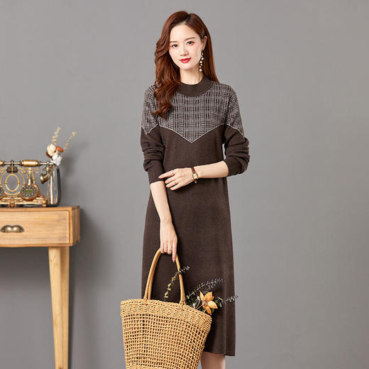 气质针织连衣裙冬季打底毛衣裙中长款内搭裙子CC-E-5260 商品图1