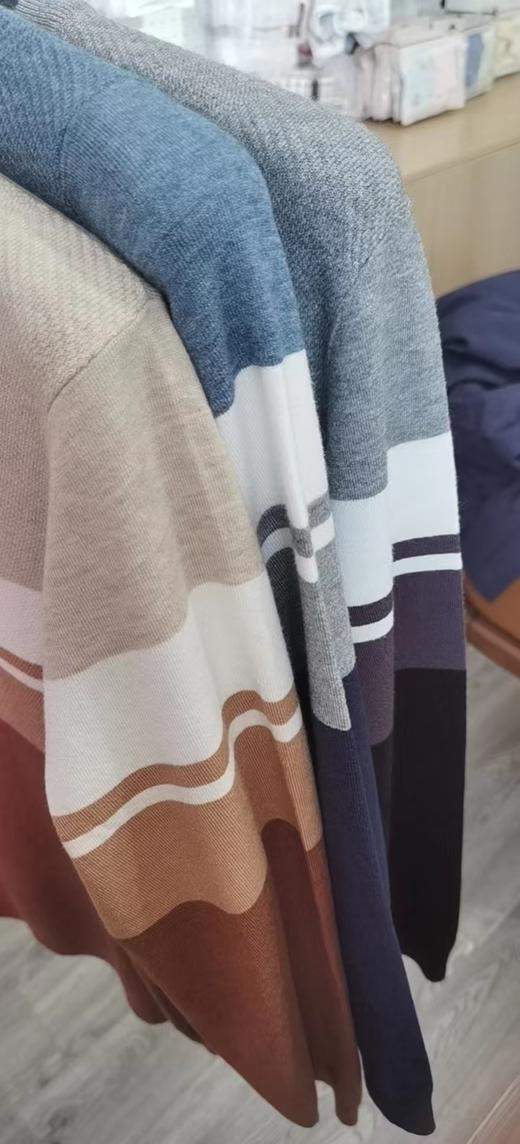 占姆士斜纹提花男士圆领针织衫套头撞色秋冬新品 商品图3