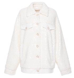 大理石纹绒皮白色休闲外套