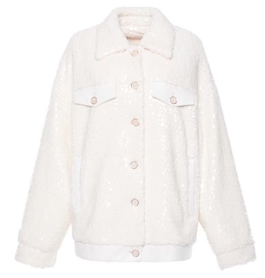 大理石纹绒皮白色休闲外套 商品图0