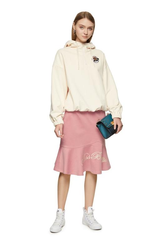 AVA 粉色字母刺绣荷叶摆半裙 8369 商品图3