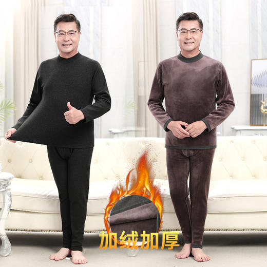 CXFR-1108中老年保暖套装男爸爸冬季加绒加厚小棉衣老年人爷爷打底内穿毛衣 商品图2