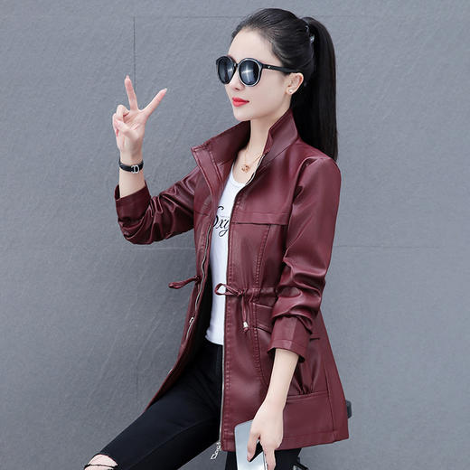 皮衣女外套秋冬季新款，加绒中长款中老年大码宽松加绒皮夹TR-DLP9016 商品图7