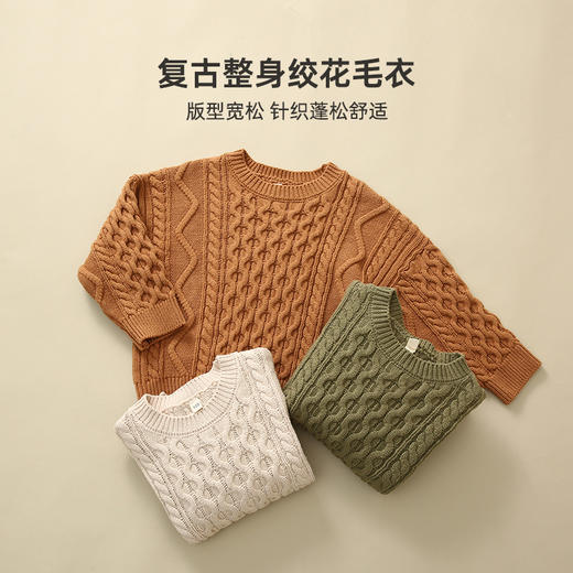 【久穿不易变形 复古文艺】圆领绞花毛衣PQMY2234 商品图3