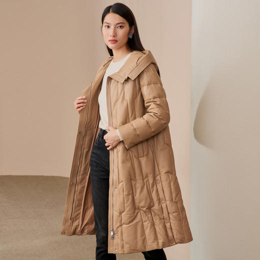 EITIE爱特爱冬季新款白鸭绒连帽女中长款羽绒服6893531 商品图3