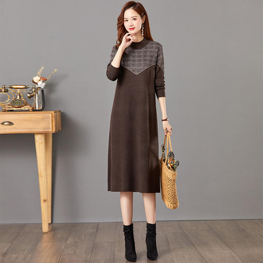 气质针织连衣裙冬季打底毛衣裙中长款内搭裙子CC-E-5260 商品图5
