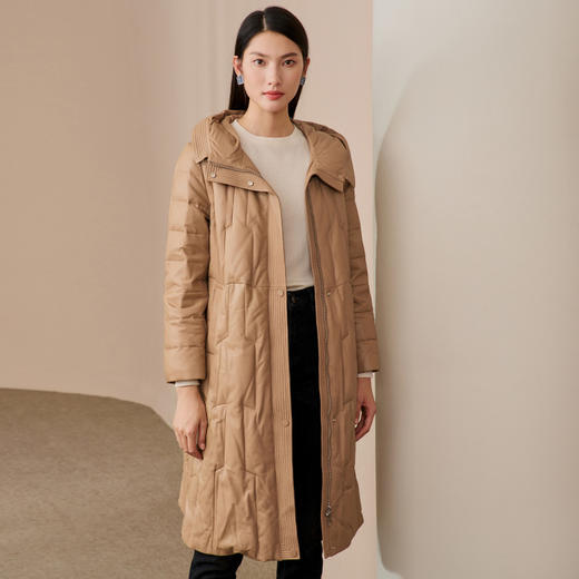 EITIE爱特爱冬季新款白鸭绒连帽女中长款羽绒服6893531 商品图2