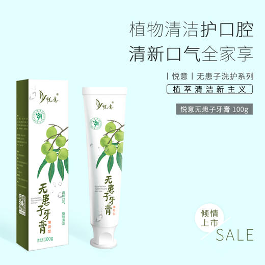 悦意无患子牙膏薄荷型100g*2支 植物清洁护口腔 清新口气全家享 商品图1