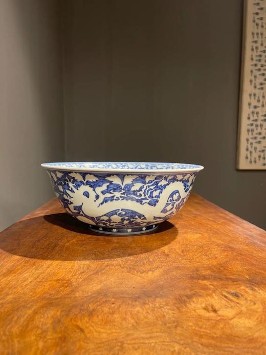 刷蓝地拔白龙凤花卉纹大碗，顺丰包邮 商品图5