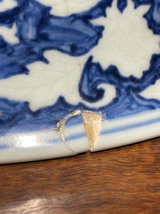 刷蓝地拔白龙凤花卉纹大碗，顺丰包邮 商品图11