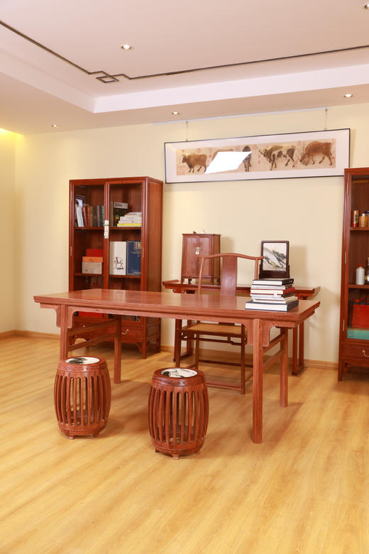 红桥红  家具严选  缅甸花梨（大果紫檀）【198 瓜棱腿刀牙 画案】独板 商品图1