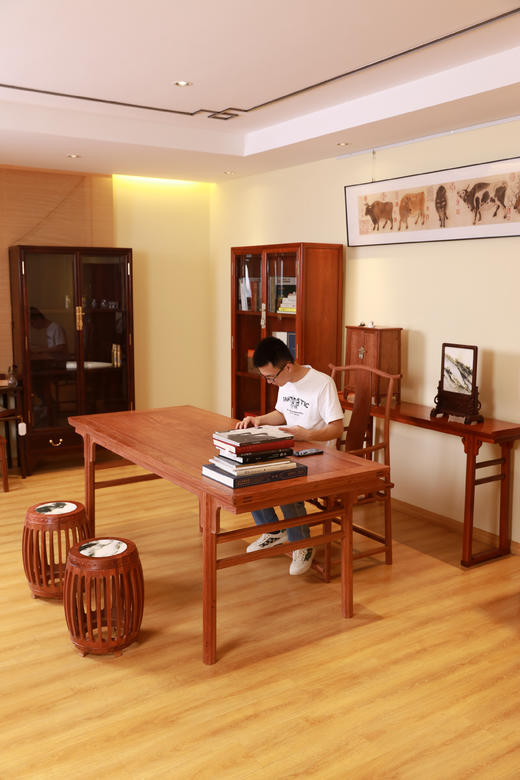 红桥红  家具严选  缅甸花梨（大果紫檀）【198 瓜棱腿刀牙 画案】独板 商品图13