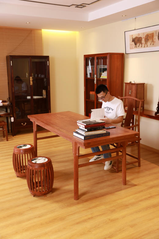 红桥红  家具严选  缅甸花梨（大果紫檀）【198 瓜棱腿刀牙 画案】独板 商品图14