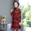 CY884 秋冬水貂绒外套中长款洋气加肥加大码中老年女格子毛呢大衣 商品缩略图2