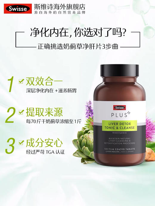 【海关保税直发】澳洲Swisse PLUS斯维诗高浓度奶蓟草护旰片-加强版-会员5折 商品图3