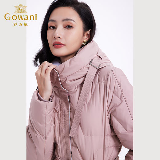 乔万尼羽绒服女款冬季新款收腰中长保暖气质粉色EF4T242 商品图3