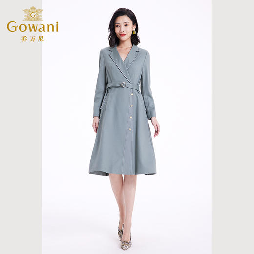 【100%绵羊毛】乔万尼连衣裙秋冬女法式收腰中长款羊毛裙EF4E107 商品图2