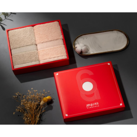 超柔赛络毛巾双条装礼盒红色版