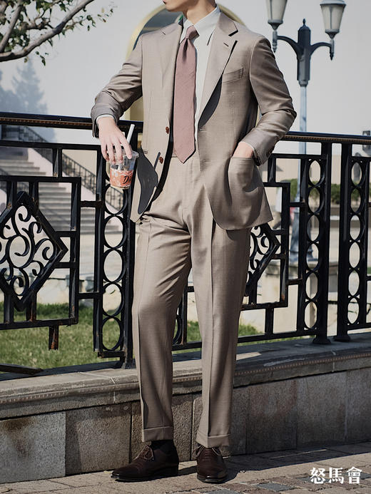 Stylbiella 澳洲美丽诺羊毛浅棕色全麻衬套装 商品图5