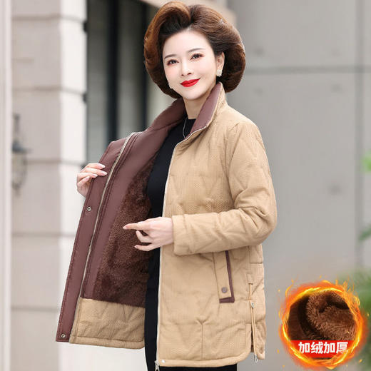CX6226 妈妈冬装棉衣时尚中长款加绒厚外套新款中年女秋冬保暖羽绒棉服袄 商品图0