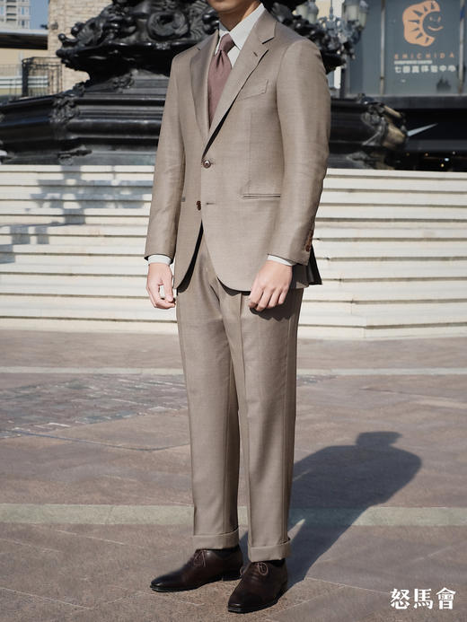 Stylbiella 澳洲美丽诺羊毛浅棕色全麻衬套装 商品图1