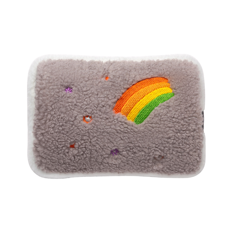 新款国标毛绒充电式热水袋防爆夹家用暖水袋暖宝宝水电分离灰色