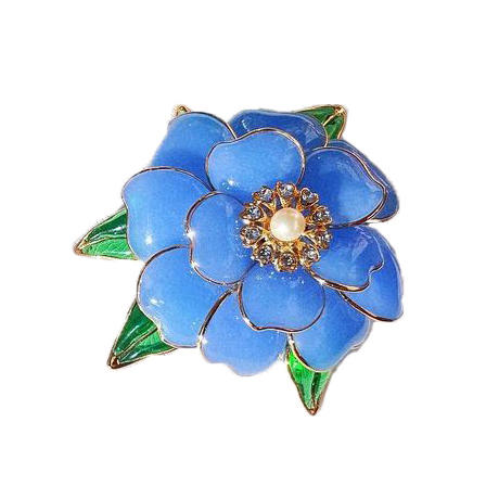 订购6个月到｜Gripoix Paris-Vintage-Flower Pearl-复古 琉璃 琉璃珍珠 胸针（蓝色）［法国设计师］ 商品图1