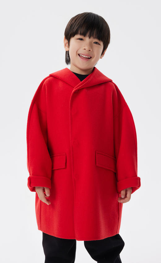 JNBY   22年冬款  宽松连帽中长款呢大衣  1MA811660 商品图9