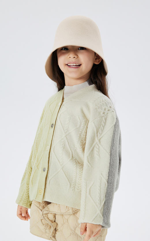 JNBY  22年冬款  撞色开襟短款毛衫  1MA311510 商品图4