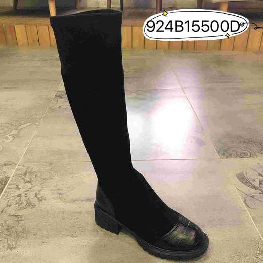 新品石头纹弹力绒百搭显瘦高靴924B15500 商品图0
