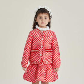 谜底童装22冬季新款爱心图案保暖可爱系小香风套装B1DKTZ0601